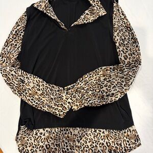 Leopard Print Black Women's Top